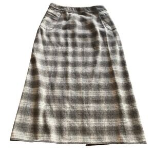 The Limited Wool Blend Plaid Maxi Skirt Brown Size 14 Waist 33 90s Academia
